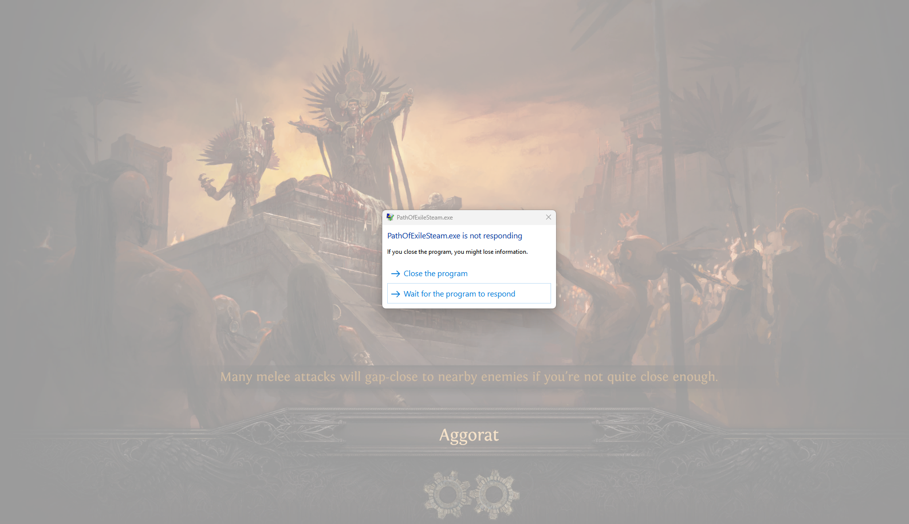 Screenshot of PoE 2 crashing