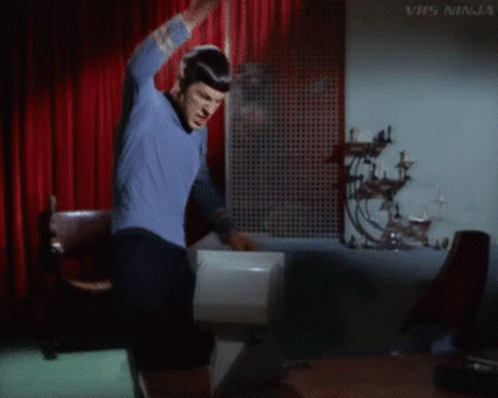 Spock destroying a computer